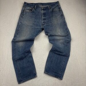 Levis 501 Mens 38x32 Blue Medium Wash Straight Leg Button Fly Fade CB1-1